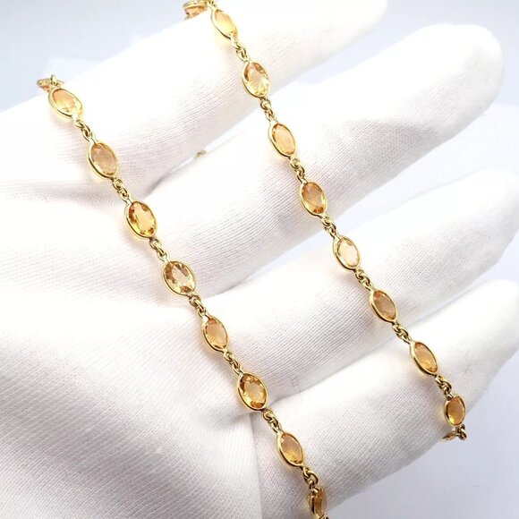 Rare! Authentic Laura Munder 18k Yellow Gold Citrine Long 24" Necklace - Picture 5 of 10
